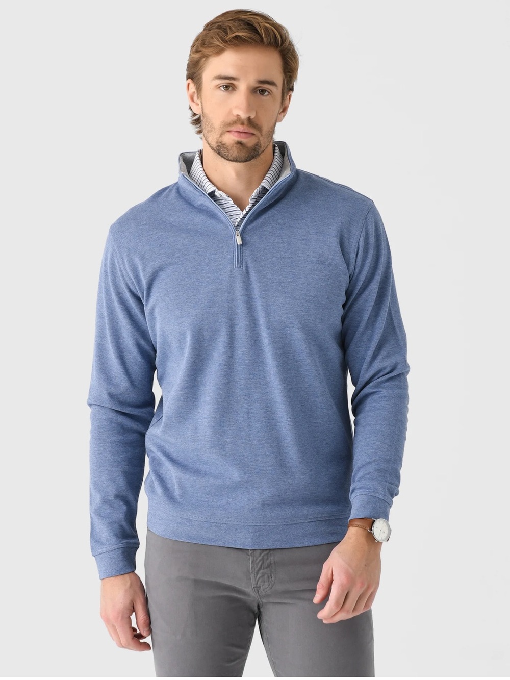 NWT Peter Millar Crown Men's Comfort Quarter-Zip-Blue Freesia (Small)